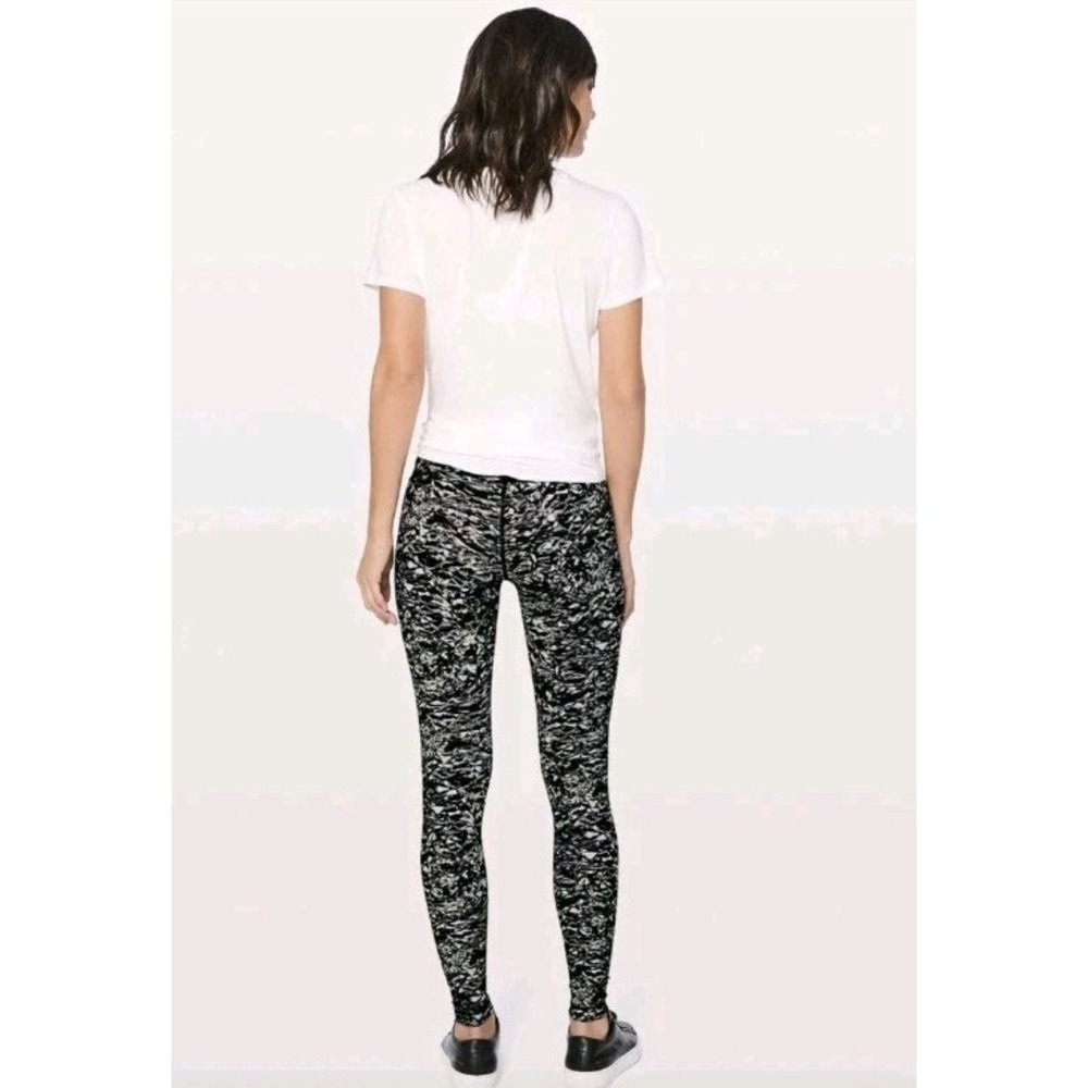 LULULEMON Wunder Under Hi-Rise Legging Liquid Platinum Alpine Black White Sz 4